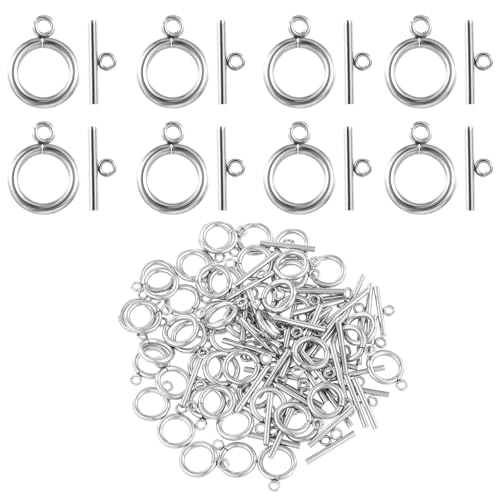 50 Sets 304 Edelstahl Kippverschlüsse Knebelverschlüsse Zur Schmuckherstellung Runde Iq-Knebelverschlüsse Und T-Stab-Verschlüsse Metall Schmuck Verschlüsse Für DIY Halskette Armband Schmuckherstellung von Psyqtsuary