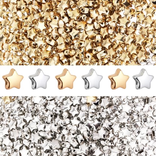 500Stück Stern Perlen 6mm Sternförmige Abstandsperlen Acryl Sternform Perlen für Armbänder Stern Abstandsperlen Pentagramm Zwischenperlen Stern Goldene Perlen Charms für Diy Schmuckherstellung Basteln von Psyqtsuary