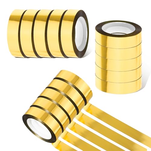 6 Rollen Klebeband Gold, Washi Tape Gold Selbstklebende Metallic Klebeband 12mm X 25m Craft Dekorative Klebeband Fliesennahtband Klebeband für Scrapbook Geschenkverpackung Fliesennahtabdeckung von Psyqtsuary