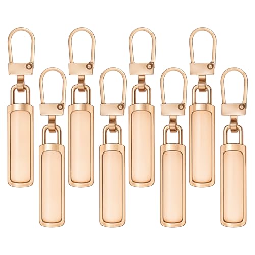 8 Stück Ersatzteile Reißverschluss Zipper Pull Abnehmbar, Metall Zipper Pull, Universal Reißverschluss Zipper, Reißverschluss Ersat für Koffer Mantel Stiefel Jackenrucksäcke(Gold) von Psyqtsuary