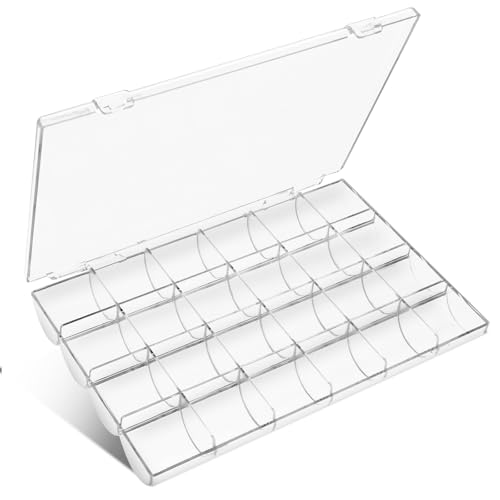 Jewelry Box mit Fächern, 24 Fächern Plastik Jewelry Organizer Sortierbox Schmuckaufbewahrung Schmuckschatulle Perlen Aufbewahrungsbox Clear Sortierboxen mit Deckel Sortimentskasten für Schmuck von Psyqtsuary