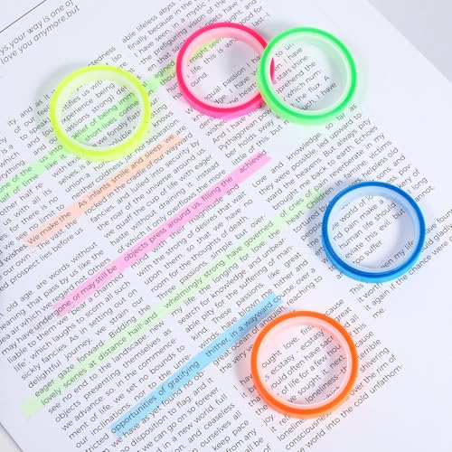 Psyqtsuary 5 Rolls Highlighter Tapes, 0.23inch X 16ft Colored Transparent Tape Removable Fluorescent Neon Tape Annotation Supplies for Students Teachers Reading Taking Notes at Class Home Office von Psyqtsuary