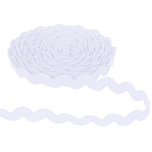 RIC Rac Trim, 5mm 27 Yd Weiß Wellenförmige Geflochtene Borte Fransenbesatz Gewebte Spitze Zickzackband für Nähen Kleidung Kleid DIY Basteln Geschenkverpackung Hochzeit Party Dekoration von Psyqtsuary