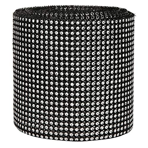 Psytfei 9m 24 Reihen Strassband Galvanik Kunststoff Künstliche Diamante Band Mesh Hochzeit Kleidung Dekoration Für Heimwerker(Schwarz) von Psytfei