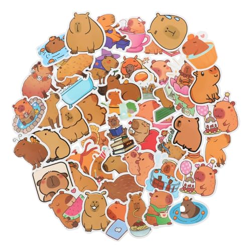 100 Stück Capybara Aufkleber Fahrrad Wasserschwein Vinyl Stickers Wasserdicht Ästhetisch Aufkleber für Erwachsene Kinder Wasserflaschen Laptop Telefon Gitarre Skateboard Computer Koffer Scrapbook von Ptwola