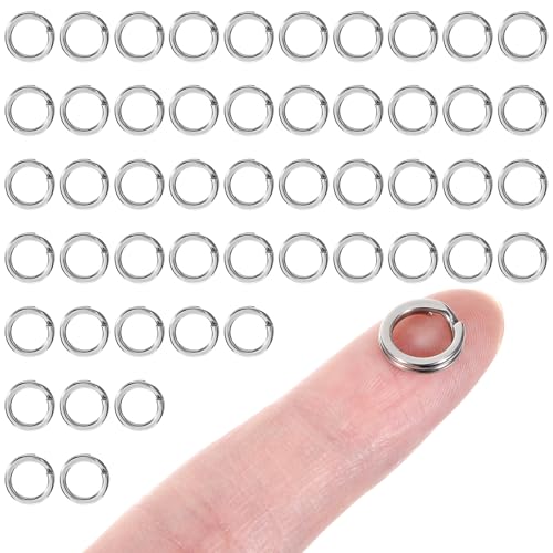 50 Stück Kleine Schlüsselringe Edelstahl 10mm Schlüsselanhänger Runde Spaltringe Doppelschlaufen Schlüsselanhänger Ring für Basteln Ornamente Armbänder Halsketten Autoschlüssel Schlüssel von Ptwola