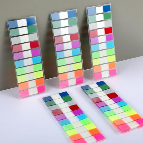 Ptwola 1200 Stück Seitenmarker Selbstklebend Haftnotizen Sticky Notes Transparent Klebezettel Page Marker Repositionierbar Schreibbar für Schreibwaren Aesthetic, Studieren, Büro (10 Farben) von Ptwola