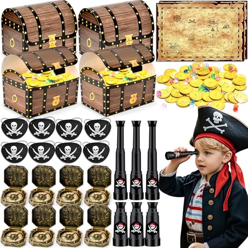 PtyPop Piraten Party Mitgebsel Kindergeburtstag mit Kompass Piraten Augenklappen Teleskop-Requisitenspielzeug Schatztruhen Partytüten, Pirat Pinata Give Aways Kindergeburtstag Gastgeschenk für Jungen PtyPop Piraten Party Mitgebsel Kindergeburtstag mit Kompass Piraten Augenklappen Teleskop-Requisitenspielzeug Schatztruhen Partytüten, Pirat Pinata Give Aways Kindergeburtstag Gastgeschenk für Jungen von PtyPop