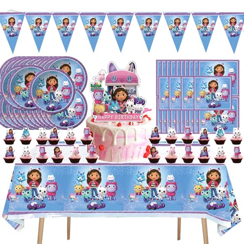 67 Stücke Dekoration Ein Geburtstagsgeschenk Party Dekoration,Party Dekoration.,Alle Sechs Sachen Banner, Teller, Papiertücher, Große Steckkarten, Kleine Steckkarten, Tischtuch von Ptydecta