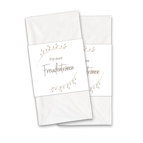 PuK Freudentränen Banderolen Hochzeit | Papierbanderolen für Taschentücher zur Hochzeit | Perfekt für emotionale Trauung | Klebepunkte enthalten (01, Personalisiert) von PuK Krämmer GmbH