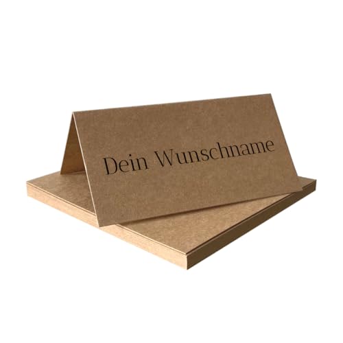 PuK Tischkarten personalisiert braun | Individuelle Namen eingedruckt | Tischkärtchen Kraftpapier Hochzeit Geburtstag | Personalisierte Namenskarten | Tischkarten Kraftpapier Braun von PuK Krämmer GmbH