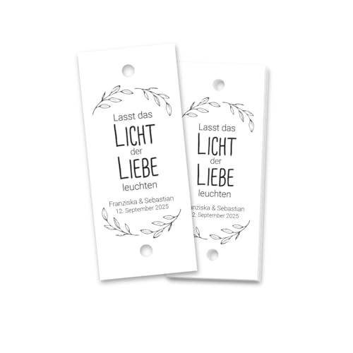 PuK Wunderkerzenschilder Hochzeitsfeier | Hochzeitsdeko Anhänger für Wunderkerzen Knicklichter | Hochzeit Dekoration | Etiketten Wunderkerzen Hochzeit Feier Party (01, Personalisiert) von PuK Krämmer GmbH