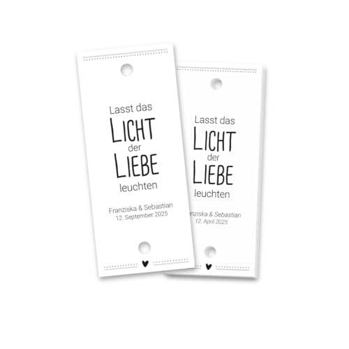 PuK Wunderkerzenschilder Hochzeitsfeier | Hochzeitsdeko Anhänger für Wunderkerzen Knicklichter | Hochzeit Dekoration | Etiketten Wunderkerzen Hochzeit Feier Party (02, Personalisiert) von PuK Krämmer GmbH