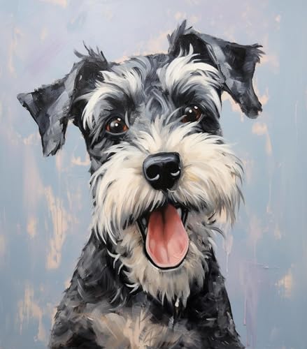 PuPLUm Malen Nach Zahlen DIY Handgemalt ölgemäLde Kits Geschenk für Erwachsene Schnauzer-Hund Paint by Numbers Geburtstag Home Haus Deko,40x50cm von PuPLUm