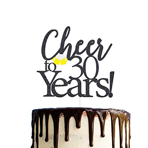 Cheers to 30th Cake Topper for 30 Years Men Birthday Party Decoration, Schwarz von PuPuFly