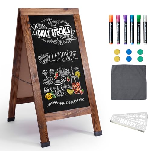 Pubell A Frame Kreidetafel-Schild, groß, 100 x 40 cm, Sandwich-Tafel, Kreidetafel, finnisches Kiefernholz, massiv, Kreidetafel, Staffelei Schild mit Radiergummi und Kreide für Restaurant, Café, von Pubell