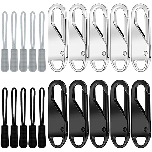 20 Stück Reißverschlüsse Zipper Pull Anhänger 10 Zinklegierung Metall Zipper mit 10 Nylonschnur Reißverschluss Ersatzzipper Für Jacke, Mäntel, Koffer, Rucksäcke,Reisen Cases,Zelte,Trolley Cases von Pubiao