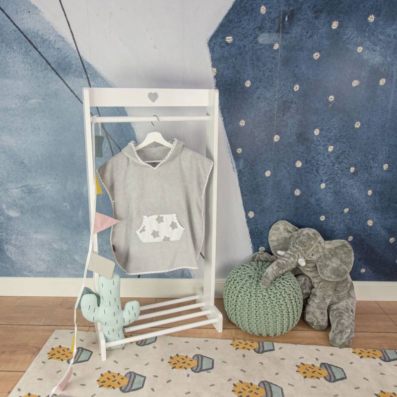 Puckdaddy Bade Poncho Freya 57x84cm Baby Mit Kapuze Sterne Muster in Grau von PuckdaddyShop