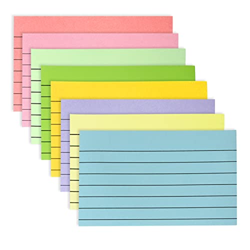 Haftnotizen, 400 Blatt Linierte Haftnotizen, 8 Farben Bunte Sticky Notes 76 x 127 mm Selbstklebende Klebezettel für Büro Zuhause Schule Sitzung von Puedno