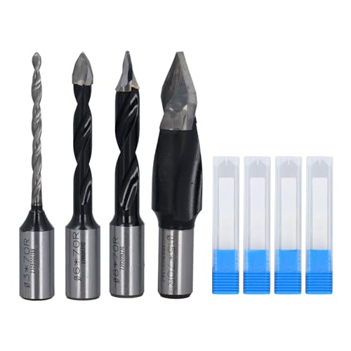 4 Piece Drill Bit Set 2 Flute Milling Cutters in 3mm, 6mm, 8mm, 15mm Sizes, High Speed Steel for Woodworking and Precision Cutting von Puepoul