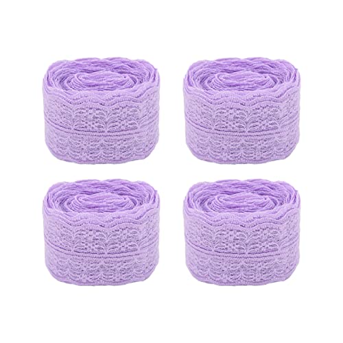 4Pcs Lace Ribbons Nylon Retro DIY Decorative Accessories for Gift Packaging Decoration,white lace ribbon (Purple) von Puepoul