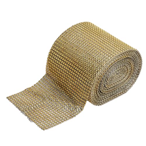 9 m, 24 Reihen, galvanisiertes künstliches Strassband aus Kunststoff, Mesh-Hochzeit, Kleidungsdekoration (Gold) von Puepoul