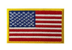 Aufnäher mit gelbem Rand, US-Flagge, zum Aufbügeln oder Aufnähen, USA-Flagge, für Hüte, Kleidung, Rucksäcke und Accessoires (2er-Pack) von Puideon