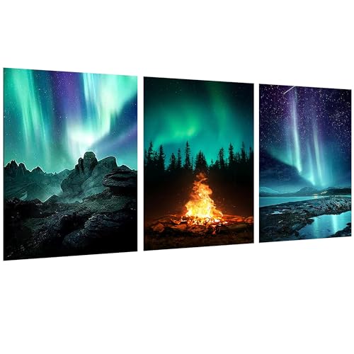 3 Stück Diamond Painting Erwachsene-5D Aurora Diamant Painting Bilder Erwachsene,Landschaft Diamond Painting Set DIY Personalisiert Basteln Bilder Dekorationen für Home Wand Décor(3er set,30x40cm) von Pujeknm