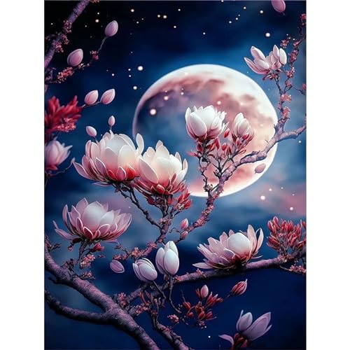 Diamond Painting Erwachsene-Mond 5D Diamant Painting Bilder Erwachsene,Blume Diamond Painting Set DIY Personalisiert Basteln Bilder Dekorationen für Home Wand Décor(30x40cm) von Pujeknm