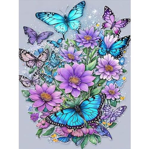 Diamond Painting Erwachsene-Schmetterling 5D Diamant Painting Bilder Erwachsene,Blume Diamond Painting Set DIY Personalisiert Basteln Bilder Dekorationen für Home Wand Décor(30x40cm) von Pujeknm