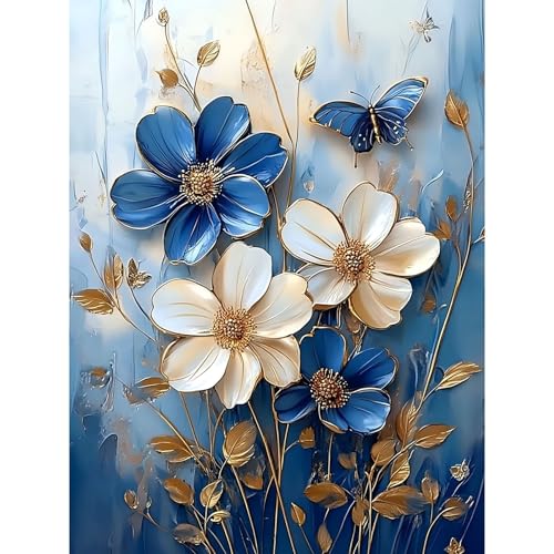 Diamond Painting Set für Erwachsene-Blume Diamond Painting Kits,5D Blumen Diamant Malerei Set,DIY Diamantmalerei Basteln Bilder Arts als Geschenk für Home Wand Décor 30x40cm von Pujeknm