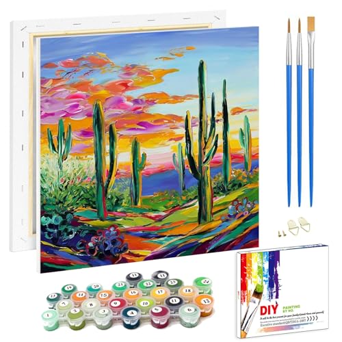 Pujeknm Malen Nach Zahlen Erwachsene Landschaft(mit Rahmen)-DIY Kulisse Handgemalt Ölgemälde Kit für Anfänger,Mit 2-Pinseln und Acrylfarbe Handgemalt öLgemäLde Kit Als Geschenk,Mittel 20x20cm von Pujeknm