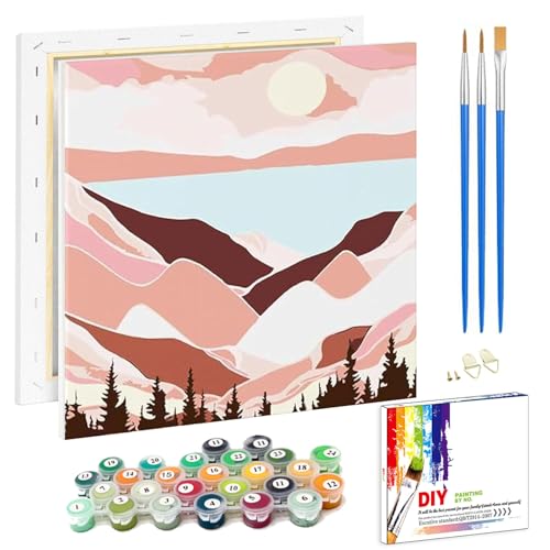 Pujeknm Malen Nach Zahlen Erwachsene Landschaft(mit Rahmen)-DIY Kulisse Handgemalt Ölgemälde Kit für Anfänger,Mit 2-Pinseln und Acrylfarbe Handgemalt öLgemäLde Kit Als Geschenk,Mittel 20x20cm von Pujeknm