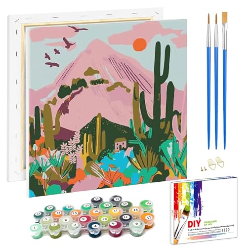 Pujeknm Malen Nach Zahlen Erwachsene Landschaft(mit Rahmen)-DIY Kulisse Handgemalt Ölgemälde Kit für Anfänger,Mit 2-Pinseln und Acrylfarbe Handgemalt öLgemäLde Kit Als Geschenk,Mittel 20x20cm von Pujeknm