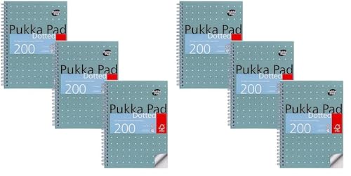 Pukka Pad A5 Dotted Metallic Jotta Book - Ideal für Graphing und Journaling 21 x 14,8 cm, Spiralbindung mit 80GSM Papier, 4-Loch gestanzte Ränder und perforierte Kanten, 200 Seiten, 3er-Pack, Gray von Pukka Pad