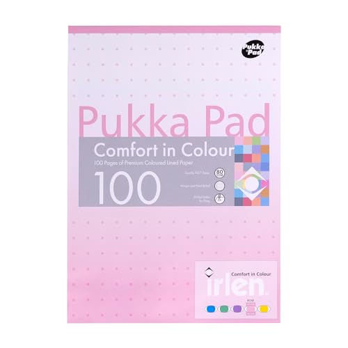 Pukka Pad Irlen Farb-Nachfüllblock – Packung mit 6 Notizbuch für Menschen mit Sehschwierigkeiten – 100 Seiten, 50 Blatt 8 mm liniert 80 GSM-Papier – Schreibblock mit Bandkopfbindung (Rosa) von Pukka Pad