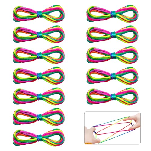 Pumuky 12-teiliges Fingerseil-Set, Regenbogenseil, Fingerseil, Ztringz, Seilspielzeug für Kinder, Mehrfarbig von Pumuky