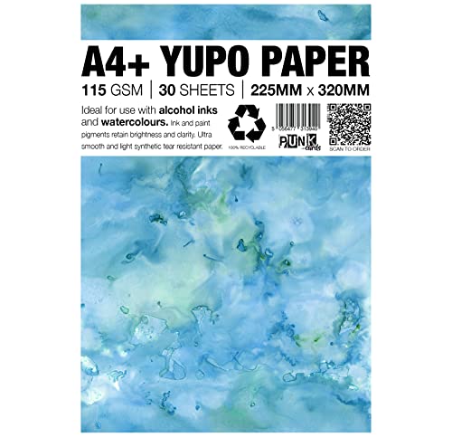 Punkcards Yupo Papier – Alkoholtinten – Yupo Papier A4 – Kunstpapier mit Alkoholtinte – für Künstler und Maler – 30 Blatt – 115 g/m² – A4+ – 225 mm x 320 mm von Punkcards