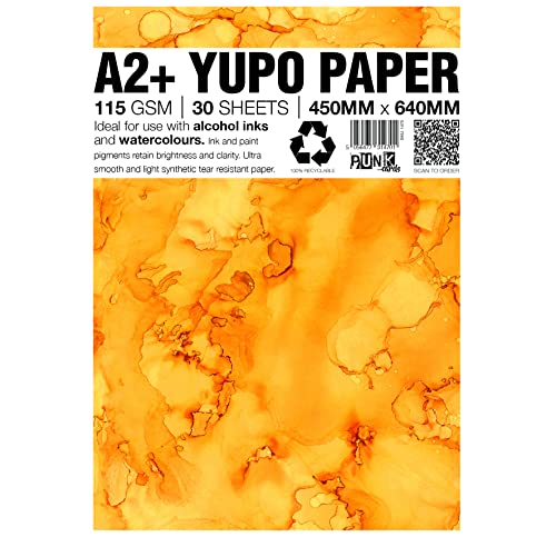 Punkcards Yupo Paper – Alkoholtinten – Yupo Papier A2 – Kunstpapier mit Alkoholtinte – für Künstler und Maler – 30 Blatt – 115 g/m² – A2+ – 450 mm x 640 mm von Punkcards