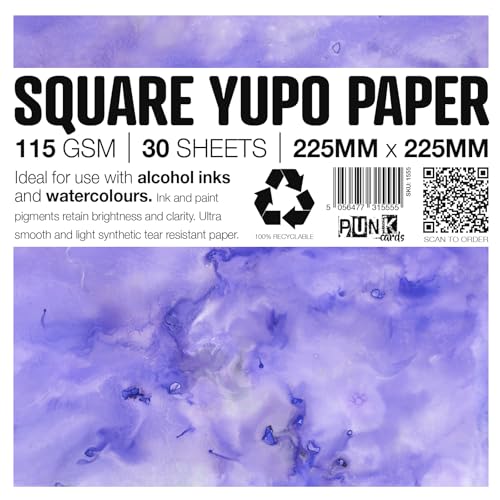 Punkcards - Yupo Paper - Yupo Paper Alcohol Inks - Yupo Paper - Alcohol Ink Art Paper - for Artists and Painters - 30 Sheets - 115gsm - 150mic (225 x 225) von Punkcards