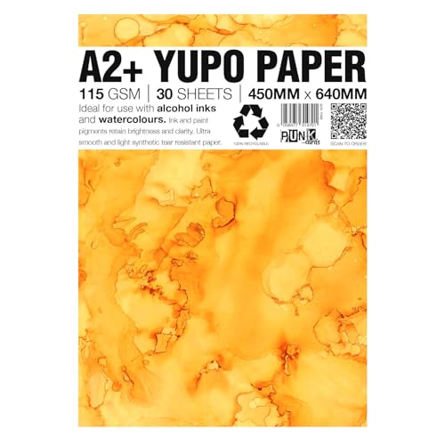 Punkcards Yupo Papier – Alkoholtinten – Yupo Papier A2 – Kunstpapier mit Alkoholtinte – für Künstler und Maler – 30 Blatt – 115 g/m² – A2+ – 450 mm x 640 mm von Punkcards