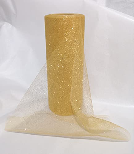 Rolle Tüllrolle Gold mit Glitter Breite 25 cm x 50 Meter Dekoration DIY Party von PuntoCasaStore