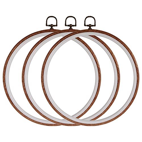 Puooifrty Stickring-Set, 26 cm, ohne Rahmen, Holzimitat, 3 Stück von Puooifrty