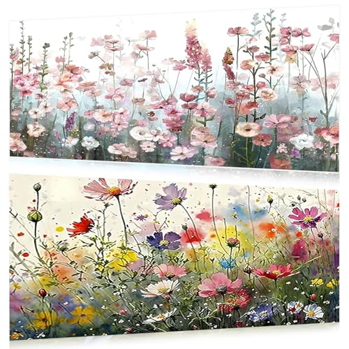 2 Stück Diamond Painting Erwachsene, 5D Diamond Painting Blumen Groß, Bausätze für Diamantmalerei, DIY Diamant Painting Bilder für Wohnzimmer Schlafzimmer Wand Dekoration (30 x 60 cm) von Puosike