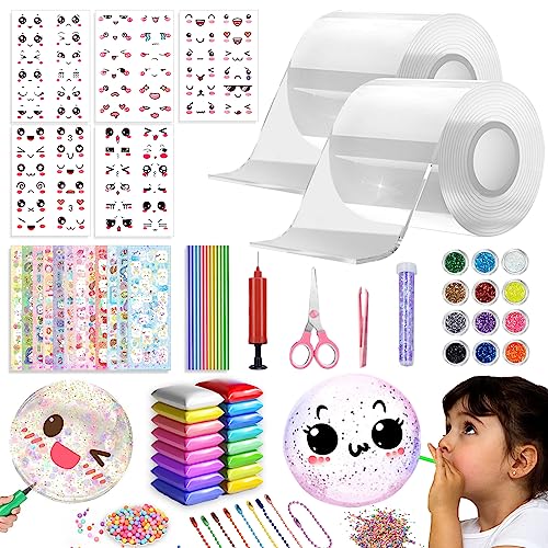 Puosike 67 Stücke Nano Tape Bubbles Set für Kinder, 3m x 5cm Nano Doppelseitiges Klebeband, Nano Tape Set Stressabbau Spielzeug, Nano Tape DIY Bubble Craft für Erwachsene Mädchen Jungen von Puosike