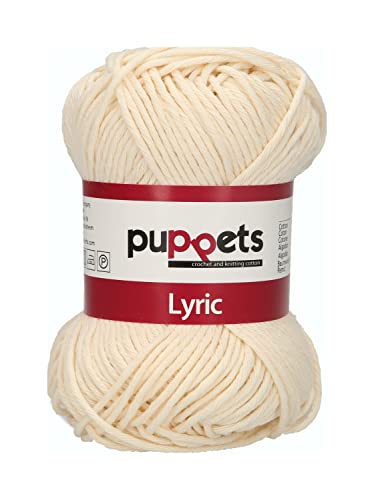 Puppets Lyric Stärke 8 4572008-05002 beige Häkelgarn, 100% Baumwolle von Puppets