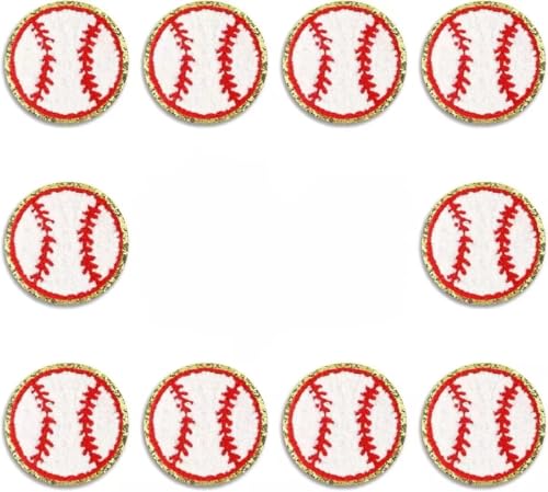 Baseball-Flicken mit goldenen Kanten, bestickte Baseball-Flicken zum Aufnähen, Baseball, zum Aufbügeln, Chenille, Baseball-Patches zum Reparieren von Nähen, Kleidung, Jeans, Hüten, DIY Handwerk, von PurYupearl