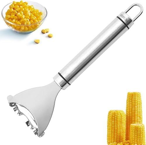 Silvery Fast Corn Cob Separator, Stainless Steel Corn Peeler for Corn on the Multifunctional Corn Stripper for Corn on the Cob Remover Tool Corn Cob Stripper Corn Core Remover Tool Peelers von PurYupearl