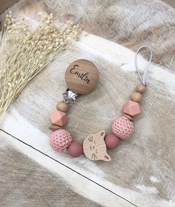 Schnullerkette Graviert Personalisiert von PureDesignBabyHerz