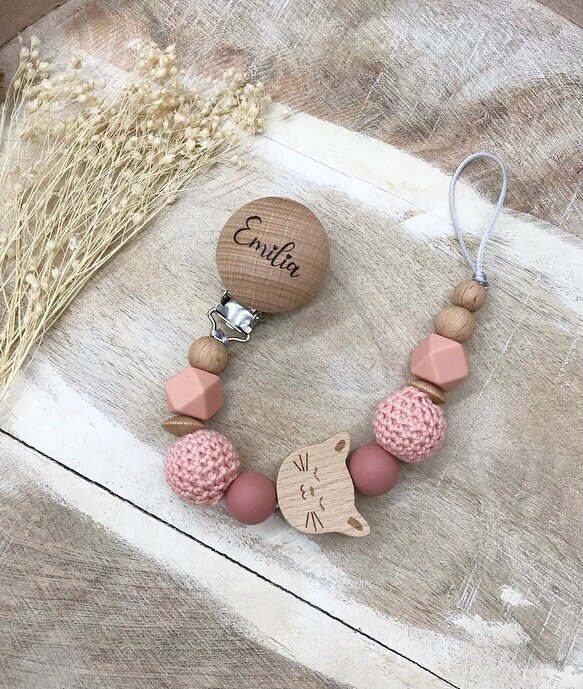 Schnullerkette Mit Namen Personalisiert Graviert Geschenk Taufe/Geburt von PureDesignBabyHerz